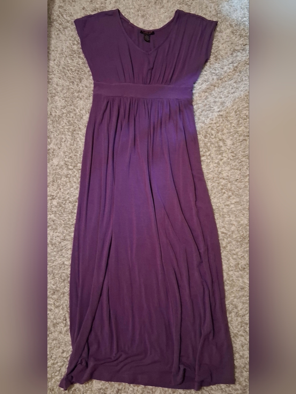 Robbie Bee Purple Maxi Dress with V-Neck and Empire Waist
